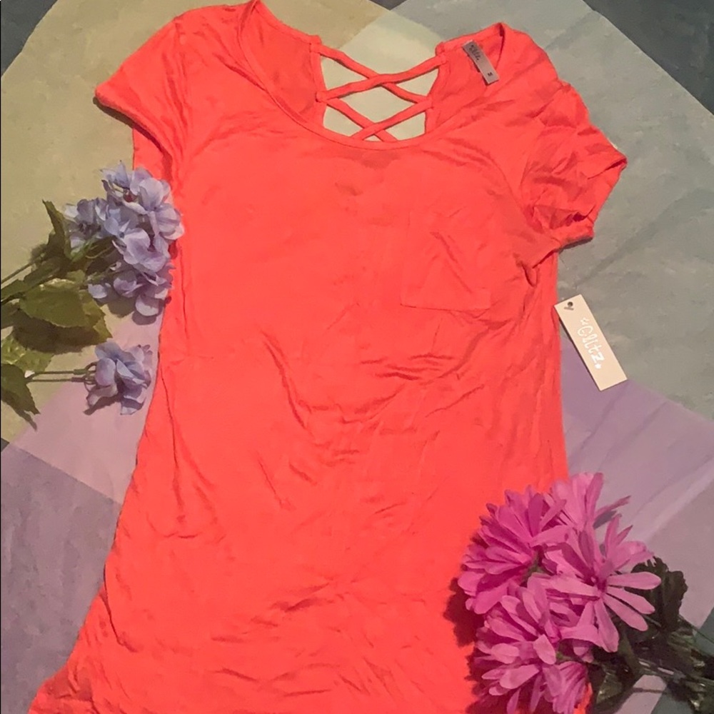 Glitz Peach Coral Medium blouse Never Worn